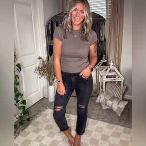 Cropped black jeans